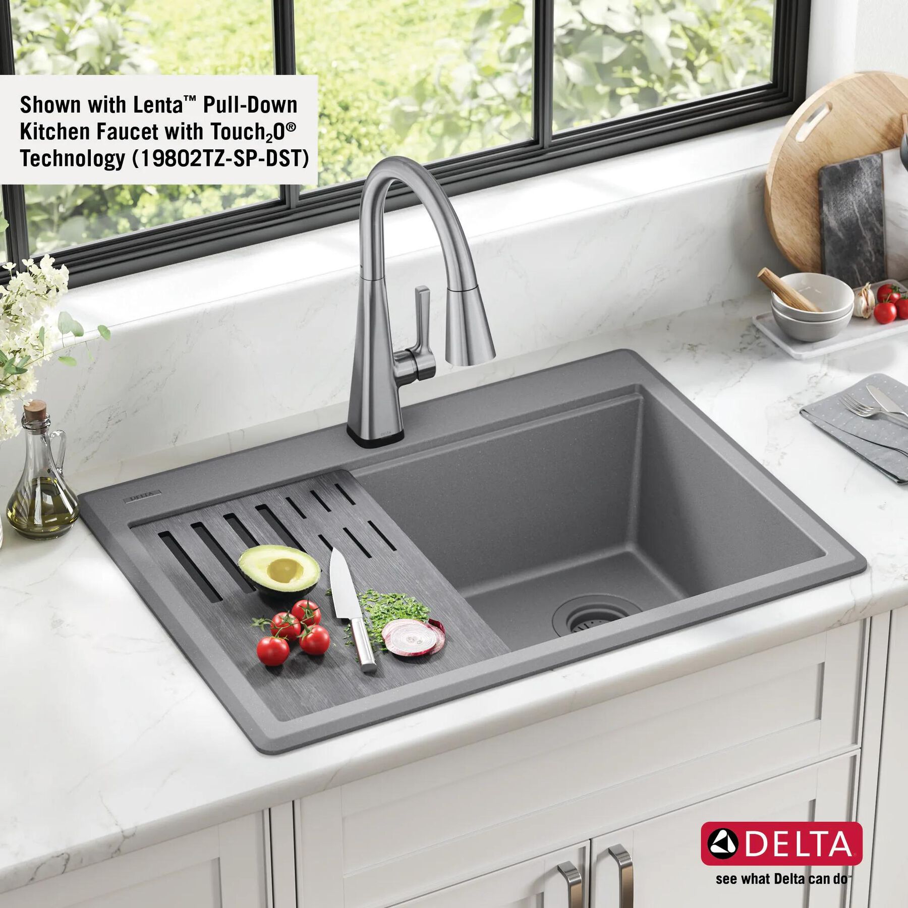 30&rdquo; Granite Composite Workstation Kitchen Sink Drop-In Top Mount Single Bowl with WorkFlow&trade; Ledge and Accessories in Dark Grey